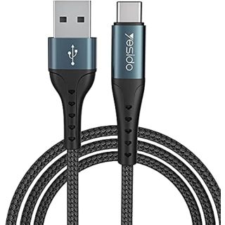 كيبل Yesido مضفر USB-A إلى USB-C بطول 1.2 متر – أسود ذهبي