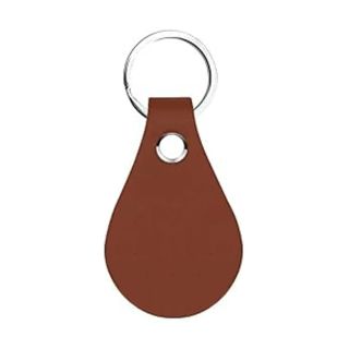 ميدالية مفاتيح جلدية شكل قطرة حفر بالليزر - بني