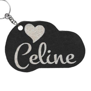 ميدالية خشبية بشكل الاسم - اسود