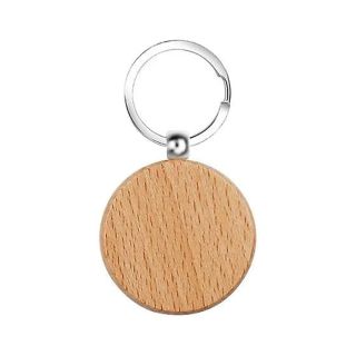 ميدالية مفاتيح خشبية دائرية – حفر بالليزر
