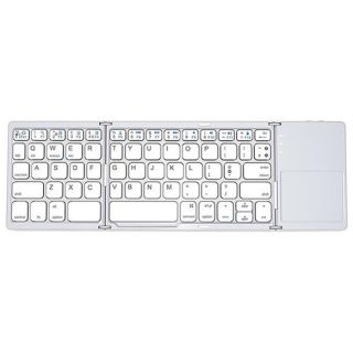 لوحة مفاتيح ( كيبورد ) مع لوحة لمس بلوتوث قابل للطي عربي وانجليزي - ابيض