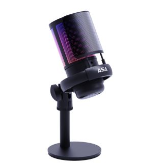 ASA مايكروفون قيمنق سكواد كاست مدخل يو اس بي ومدخل يو اس بي سي- اسود