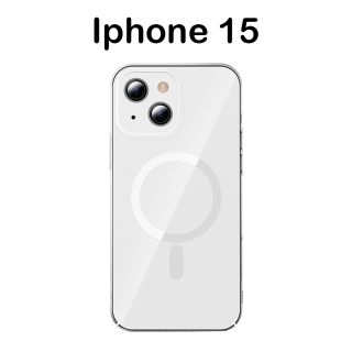 بيسوس غلاف حماية مغناطيسي (ماق سيف) ايفون 15 - شفاف