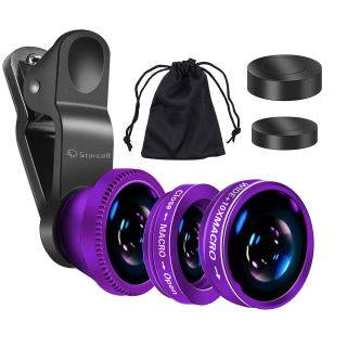 عدسات تصوير للجوال 3 في 1 - بنفسجي