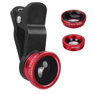 عدسات تصوير للجوال 3 في 1 - احمر