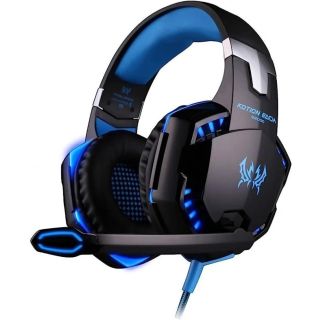 سماعة الألعاب KOTION EACH PRO G2000 Gaming Headset بصوت ستيريو مع محركات 50 مم، ميكروفون قابل للطي، وإضاءة LED ديناميكية - ازرق