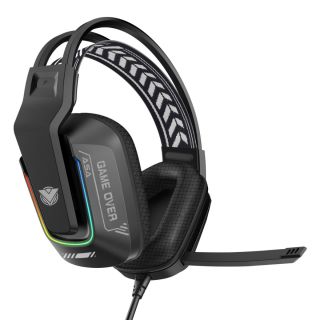 سماعة ألعاب ASA A80 مع ميكروفون وإضاءة RGB وكابل USB-A للبلايستيشن 4 و5 وإكس بوكس – أسود