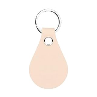 ميدالية مفاتيح جلدية شكل قطرة حفر بالليزر - بيج