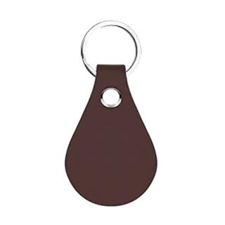 ميدالية مفاتيح جلدية شكل قطرة حفر بالليزر - بني داكن