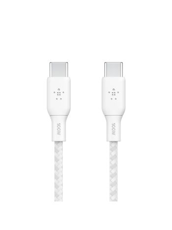 Belkin Braided USB-C to USB-C Cable 100W Cable 2M - White
