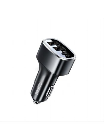 Yesido Car Charger 2x USB-A 1x USB-C 49 Watt