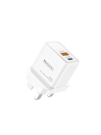 Yesido Wall GaN Charger 1x USB-A 1x USB-C 20W