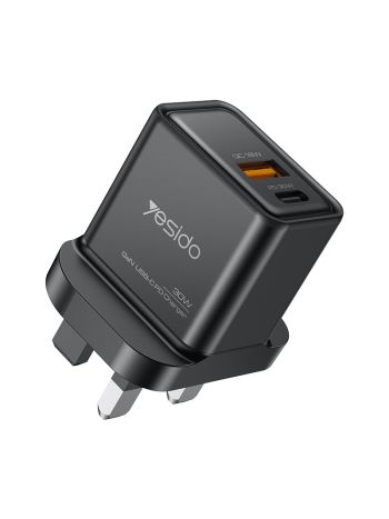 Yesido Wall GaN Charger 1x USB-A 1x USB-C 30W