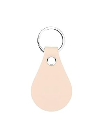 Leather Keychain Circle Laser Printing - Beige