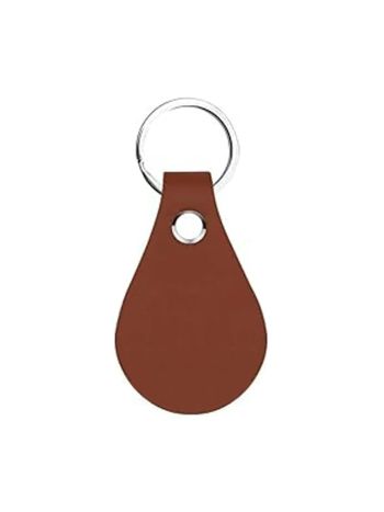 Leather Keychain Circle Laser Printing - Brown