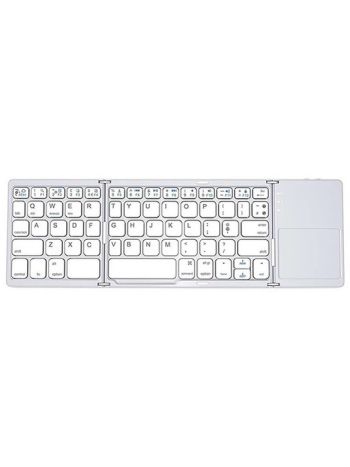 Bluetooth Foldable Keyboard with Touchpad Arabic & English- white