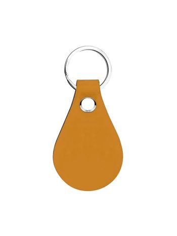 Leather Keychain Circle Laser Printing - Yellow