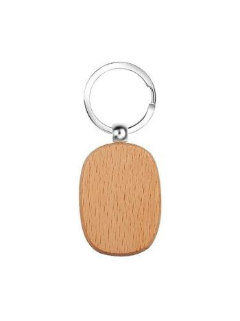 Oval Wooden Keychain Laser Printing