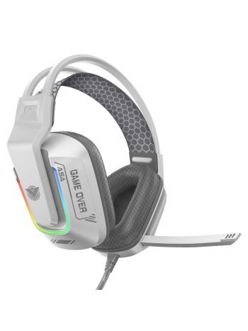 ASA A80 Gaming Headset with Microphone & RGB Light USB-A Cable for Playstation 4 & 5 & Xbox - White